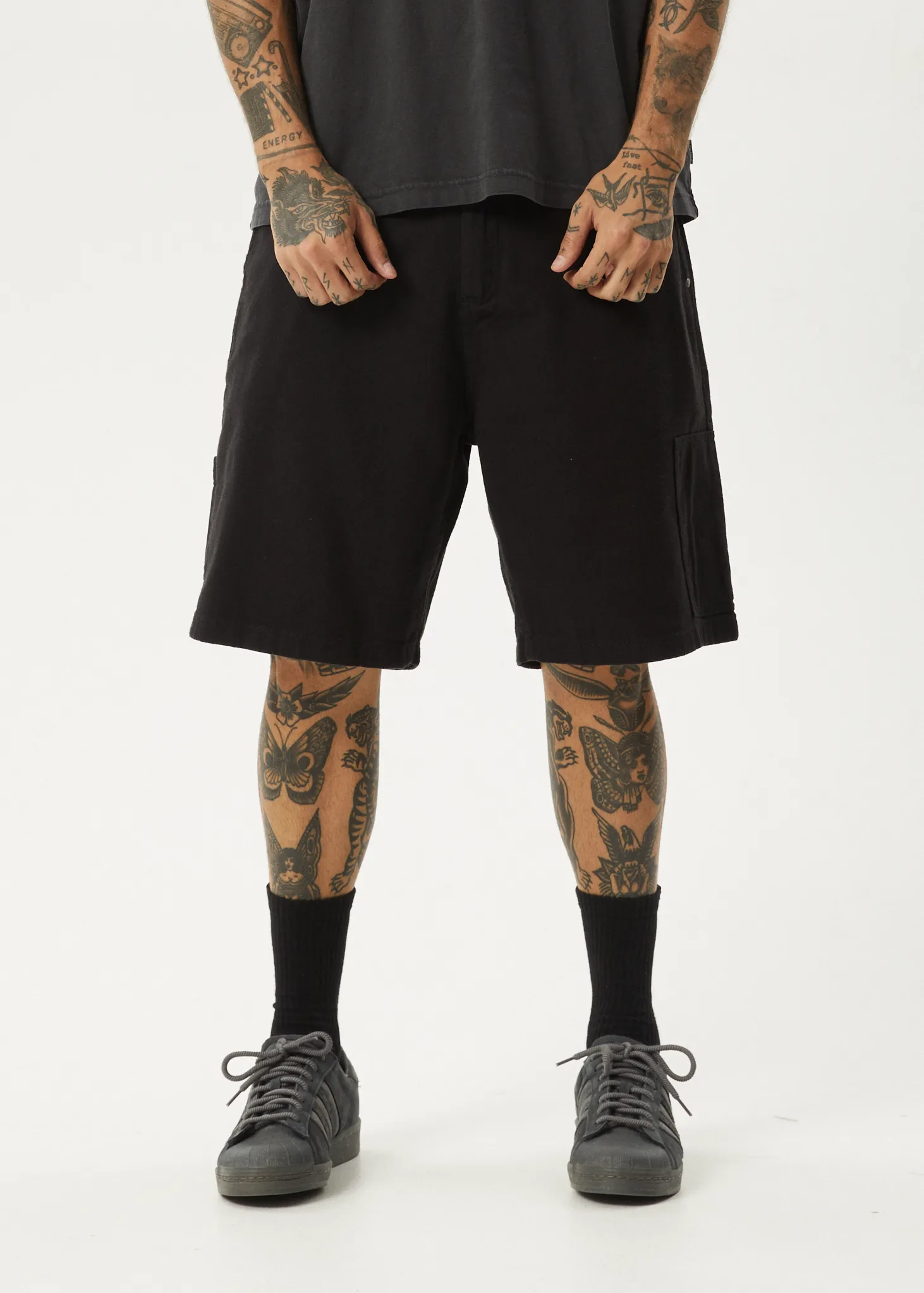 AFENDS Mens Harper - Carpenter Shorts 22" - Black