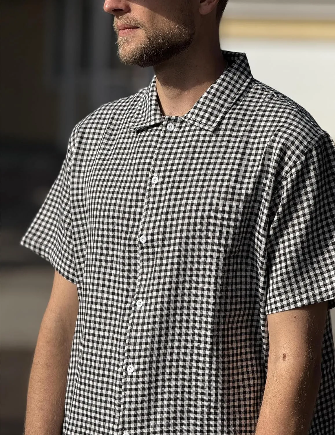 COOFANDY Mens Short Sleeve Button Down Shirt Plaid Button Up Shirts Casual 75% Cotton Work Shirts