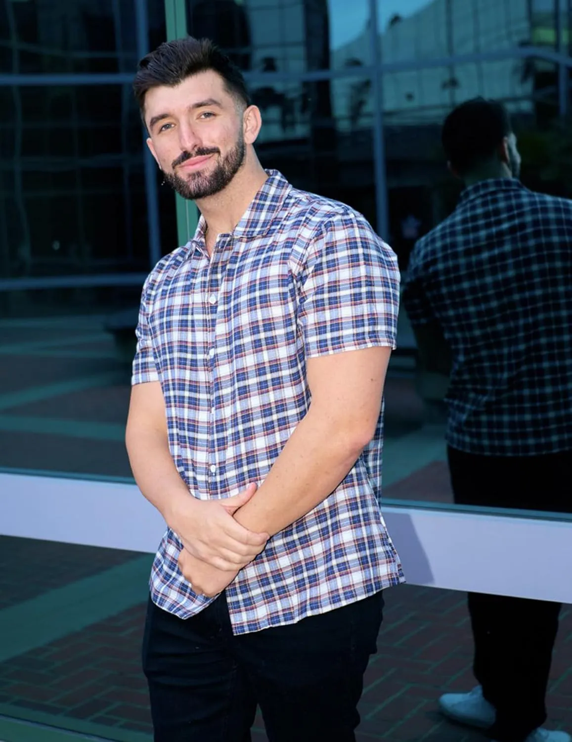 COOFANDY Mens Short Sleeve Button Down Shirt Plaid Button Up Shirts Casual 75% Cotton Work Shirts