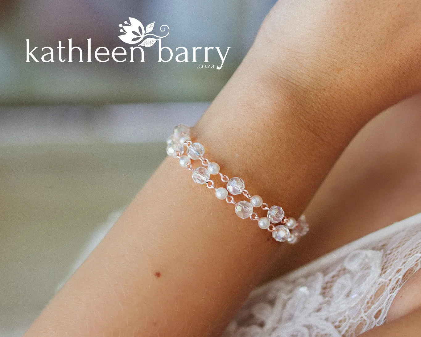 Donna rose gold crystal pearl double strand bracelet - Silver available
