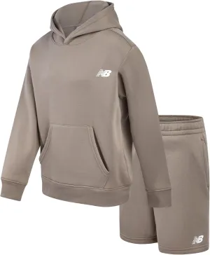 New Balance Boys' Shorts Set - 2 Piece Performance Fleece Hoodie Sweatshirt and Sweat Shorts - Sweatsuit Set for Boys (8-12)
