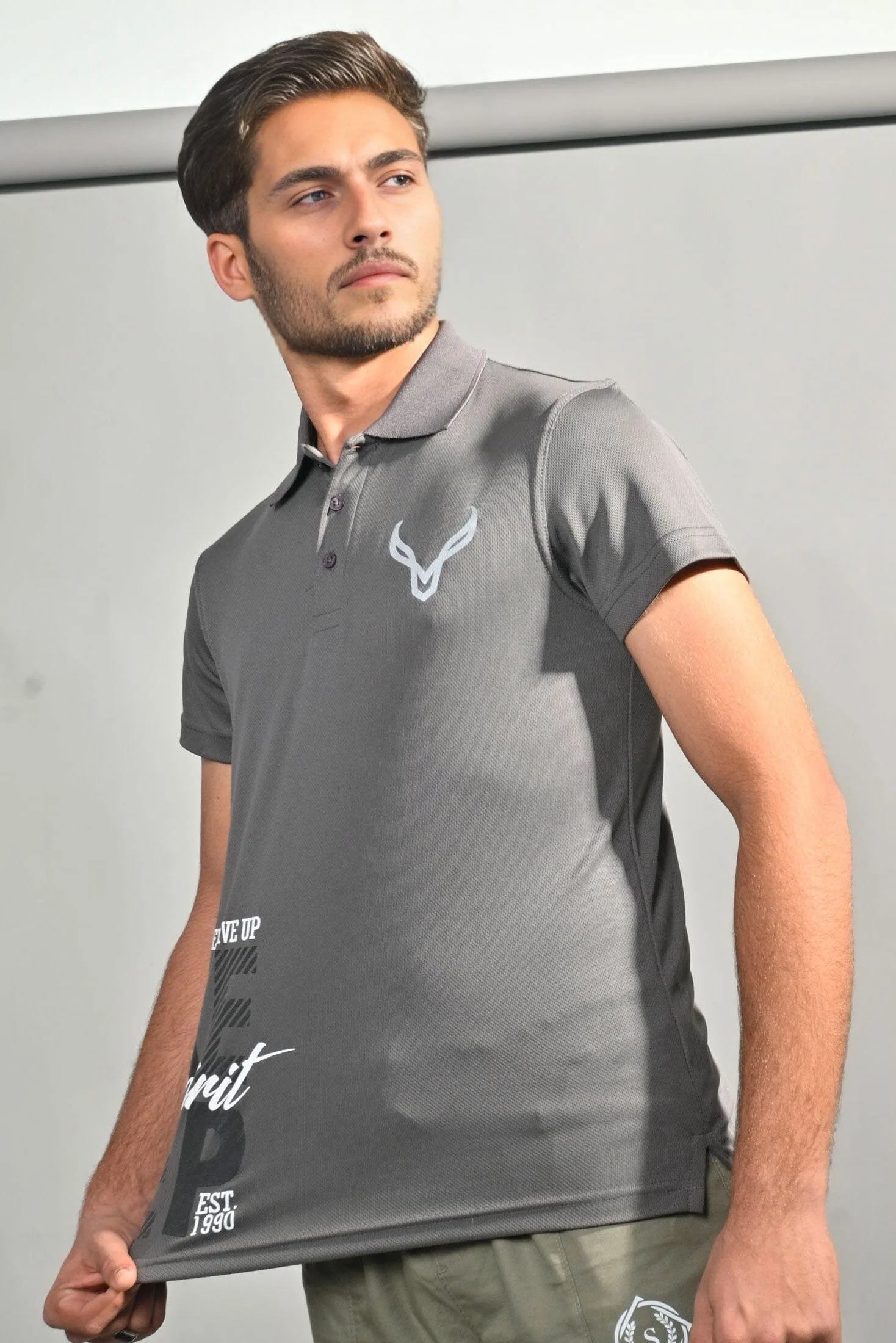 Polo Republica Men's Keep Spirit Printed Activewear Polo Shirt