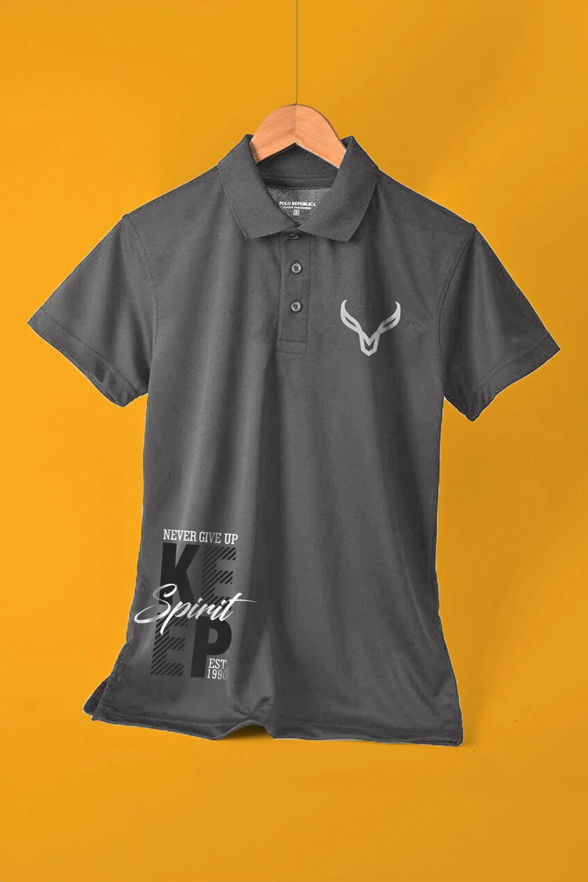 Polo Republica Men's Keep Spirit Printed Activewear Polo Shirt