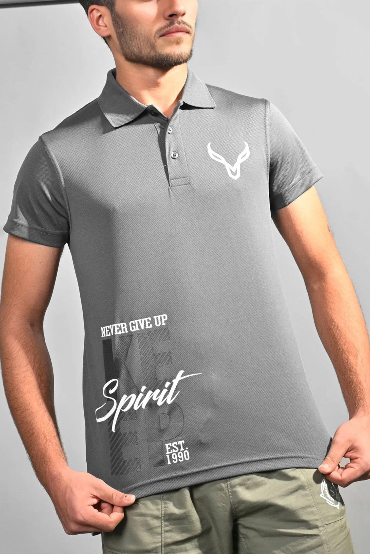 Polo Republica Men's Keep Spirit Printed Activewear Polo Shirt