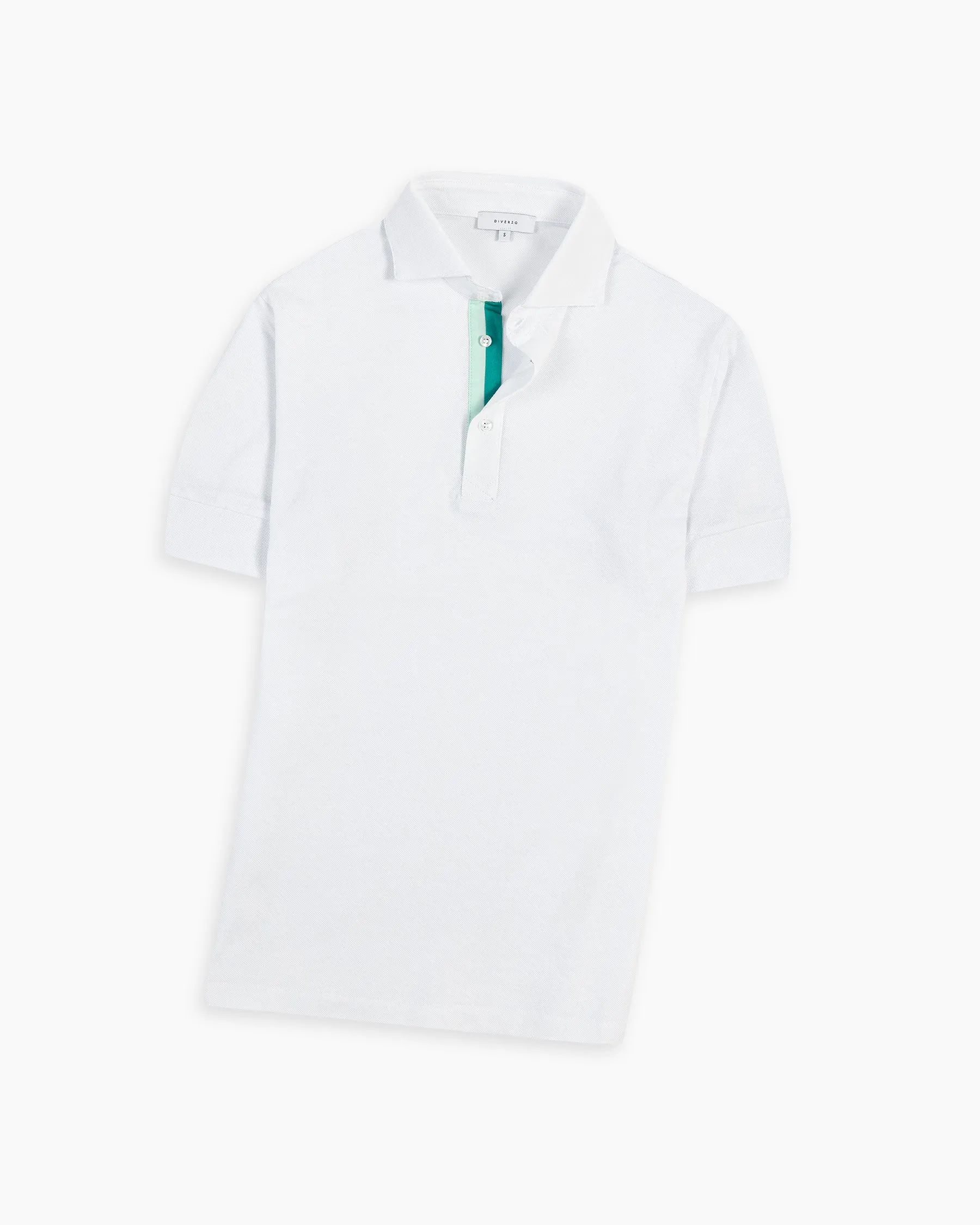 White Twin-Trim Short Sleeve Polo